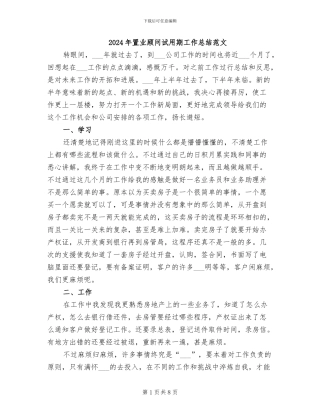 2024年置业顾问试用期工作总结范文