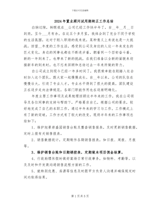 2024年置业顾问试用期转正工作总结