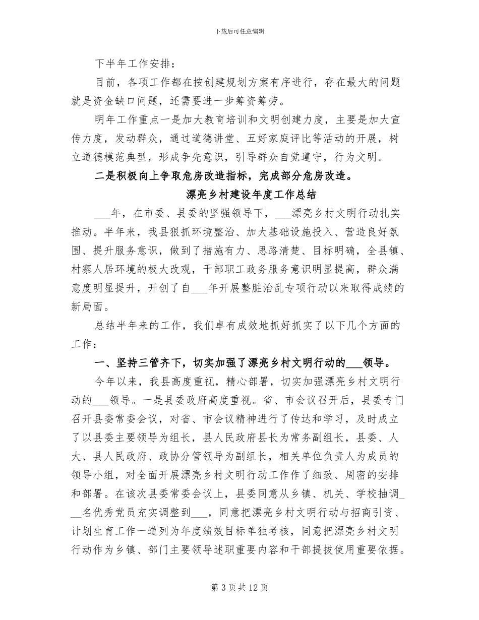 2024年美丽乡村建设年度工作总结_第3页
