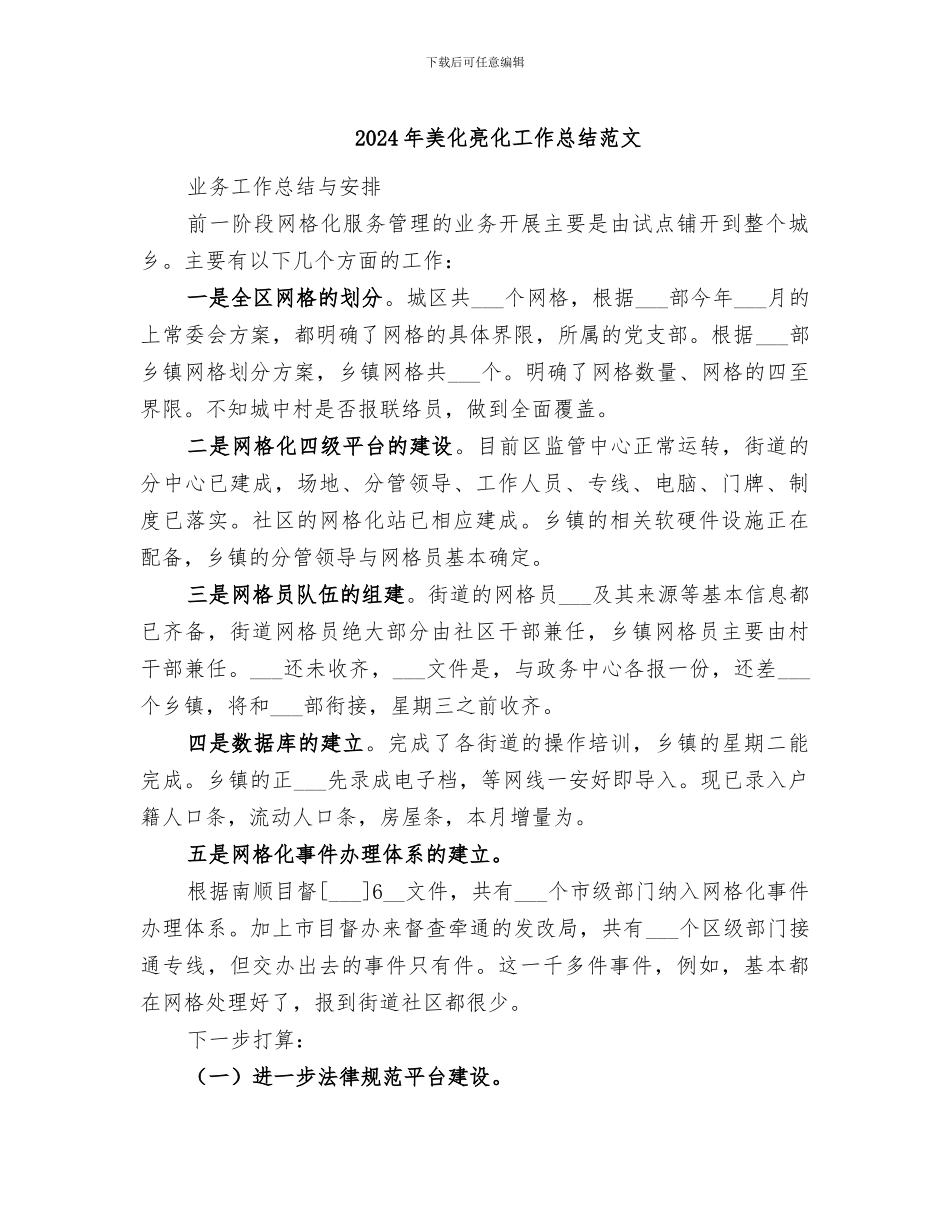 2024年美化亮化工作总结范文_第1页