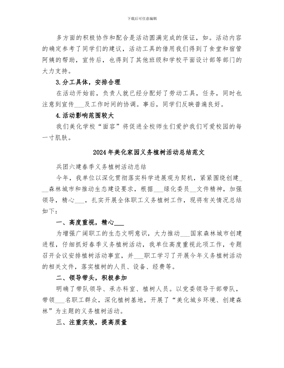 2024年美化家园义务植树活动总结_第2页