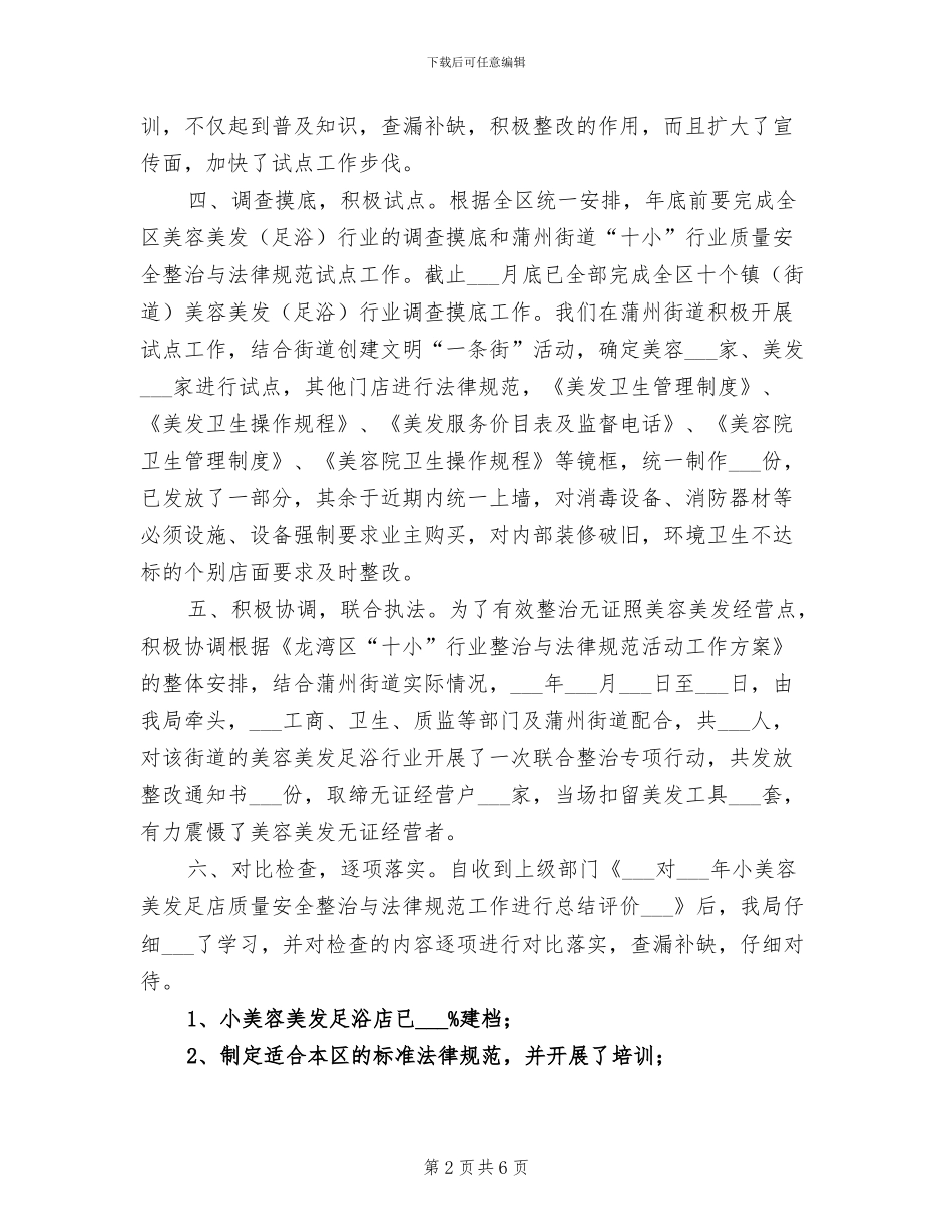 2024年美容美发整规工作总结自查报告_第2页