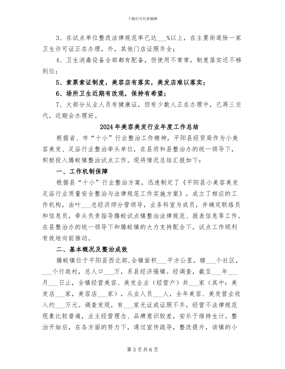 2024年美容美发整规工作总结自查报告_第3页