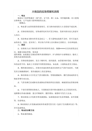 大咯血应急预案