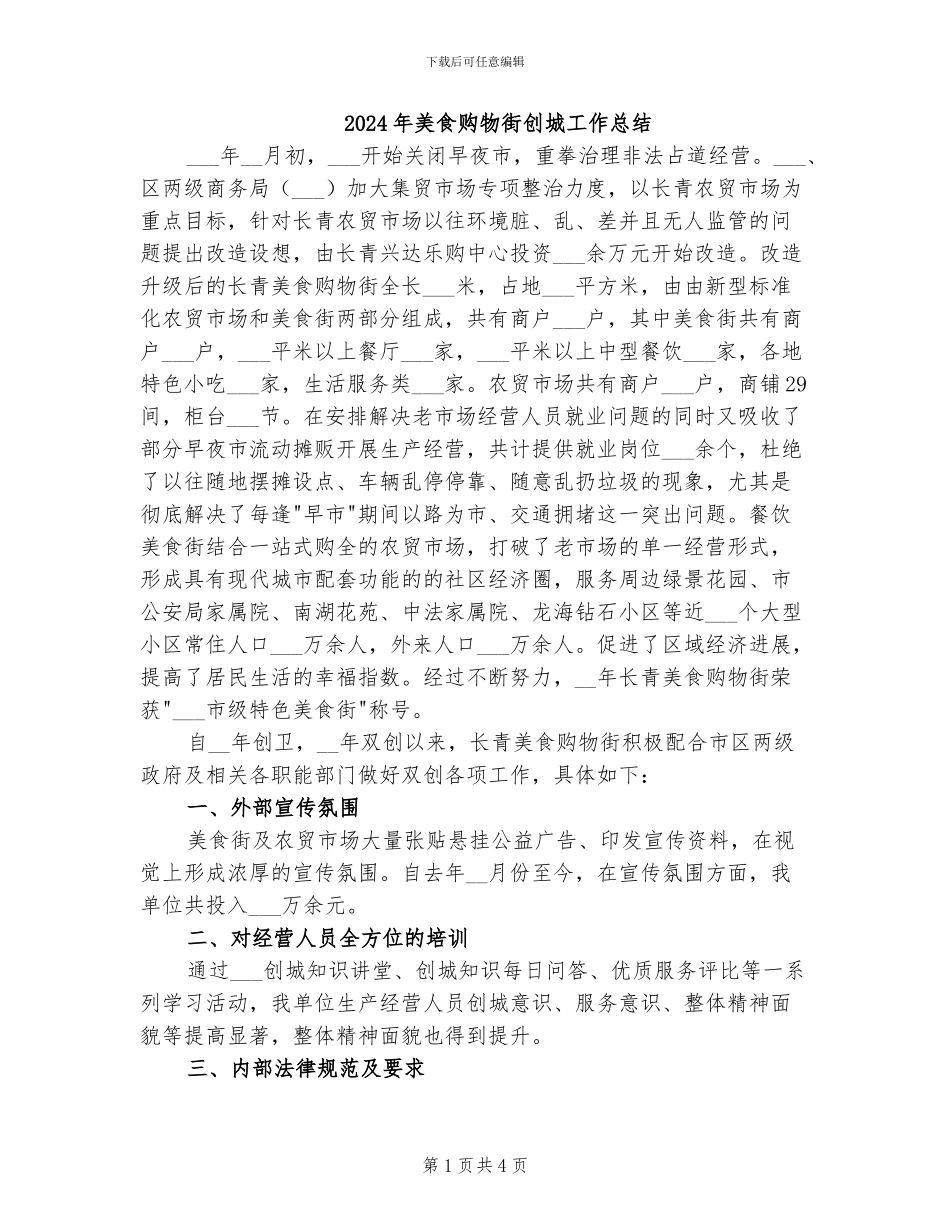 2024年美食购物街创城工作总结_第1页