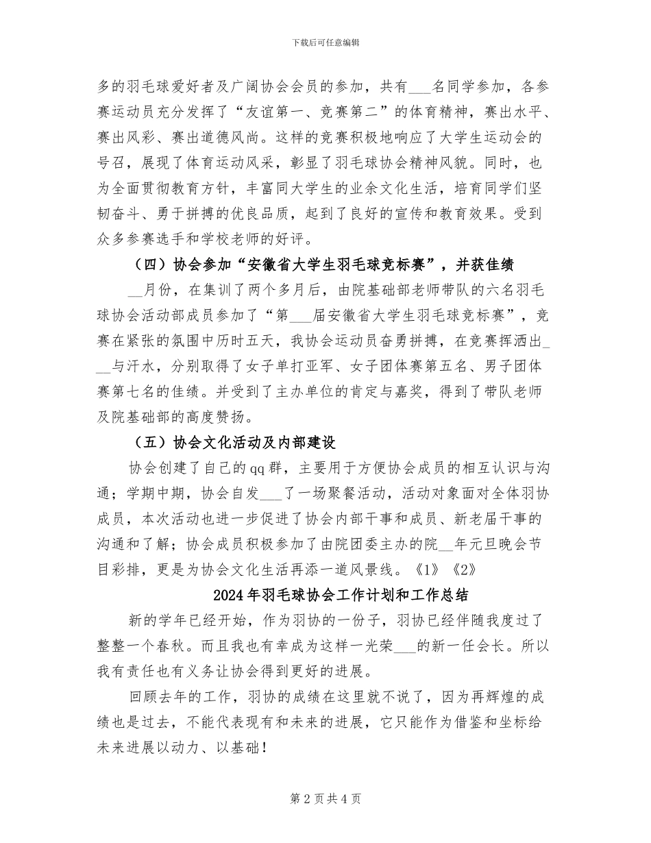 2024年羽毛球协会工作总结_第2页