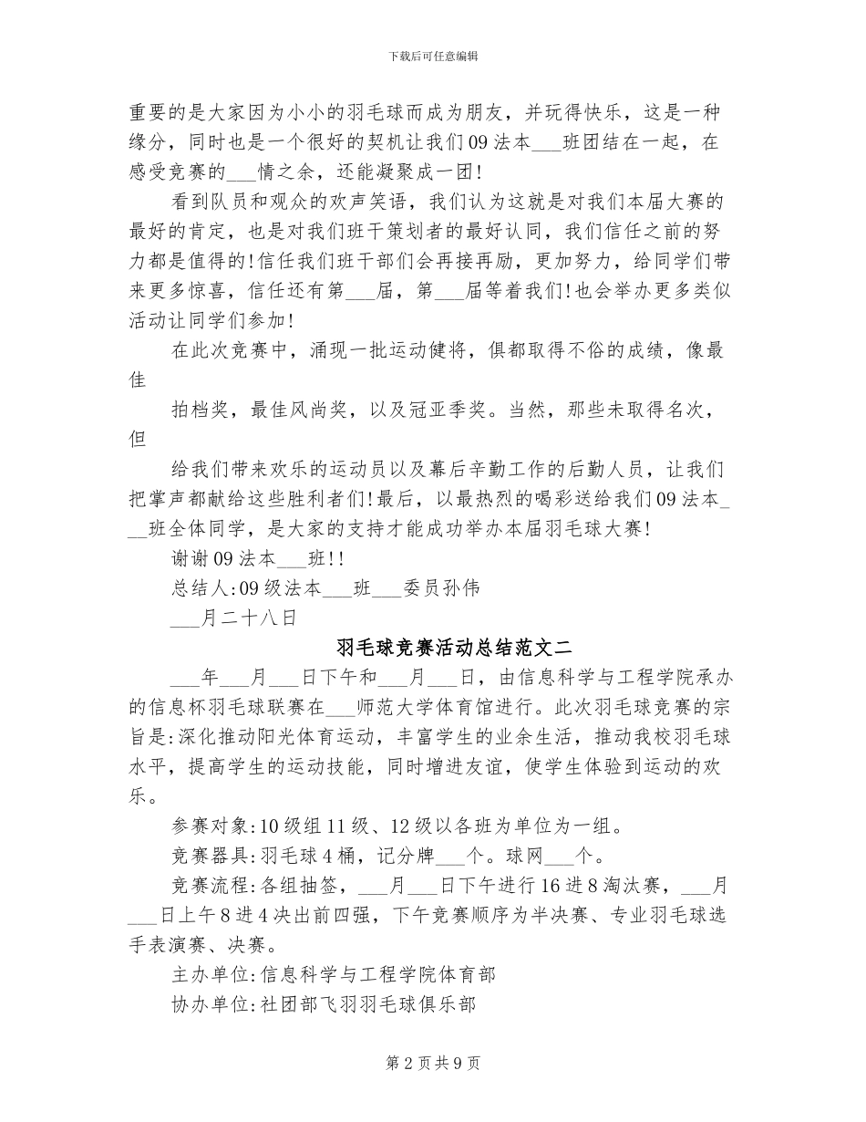 2024年羽毛球比赛活动总结范文_第2页