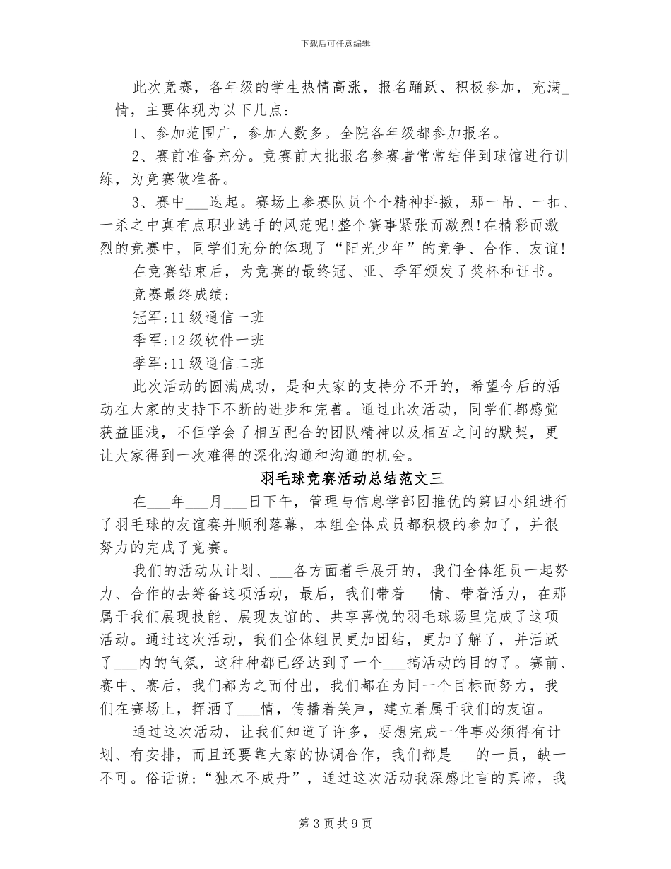 2024年羽毛球比赛活动总结范文_第3页