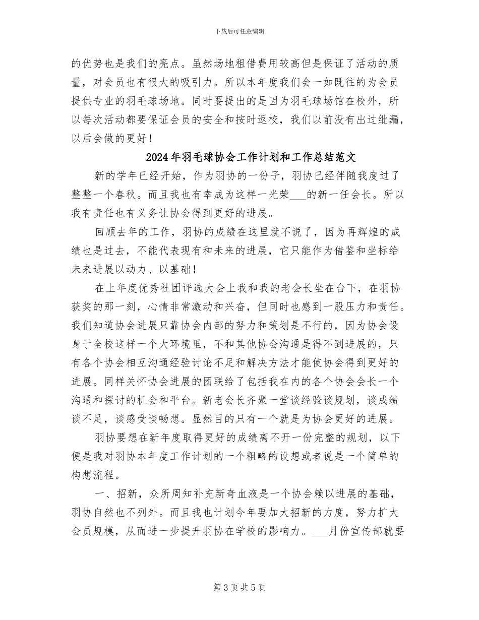 2024年羽毛球协会工作计划和工作总结_第3页
