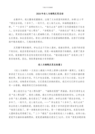 2024年老人与海鸥反思总结