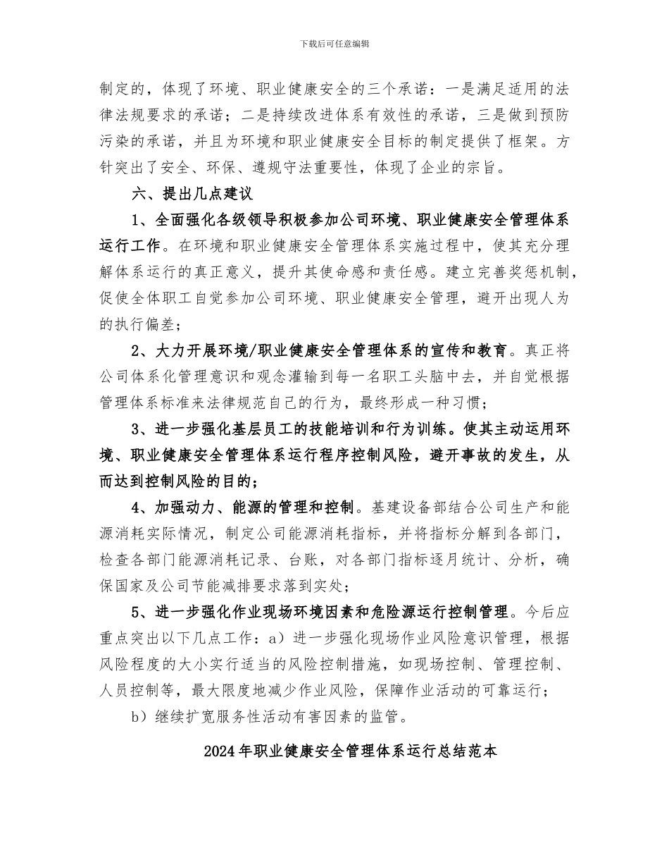 2024年职业健康安全管理体系运行总结范文_第2页