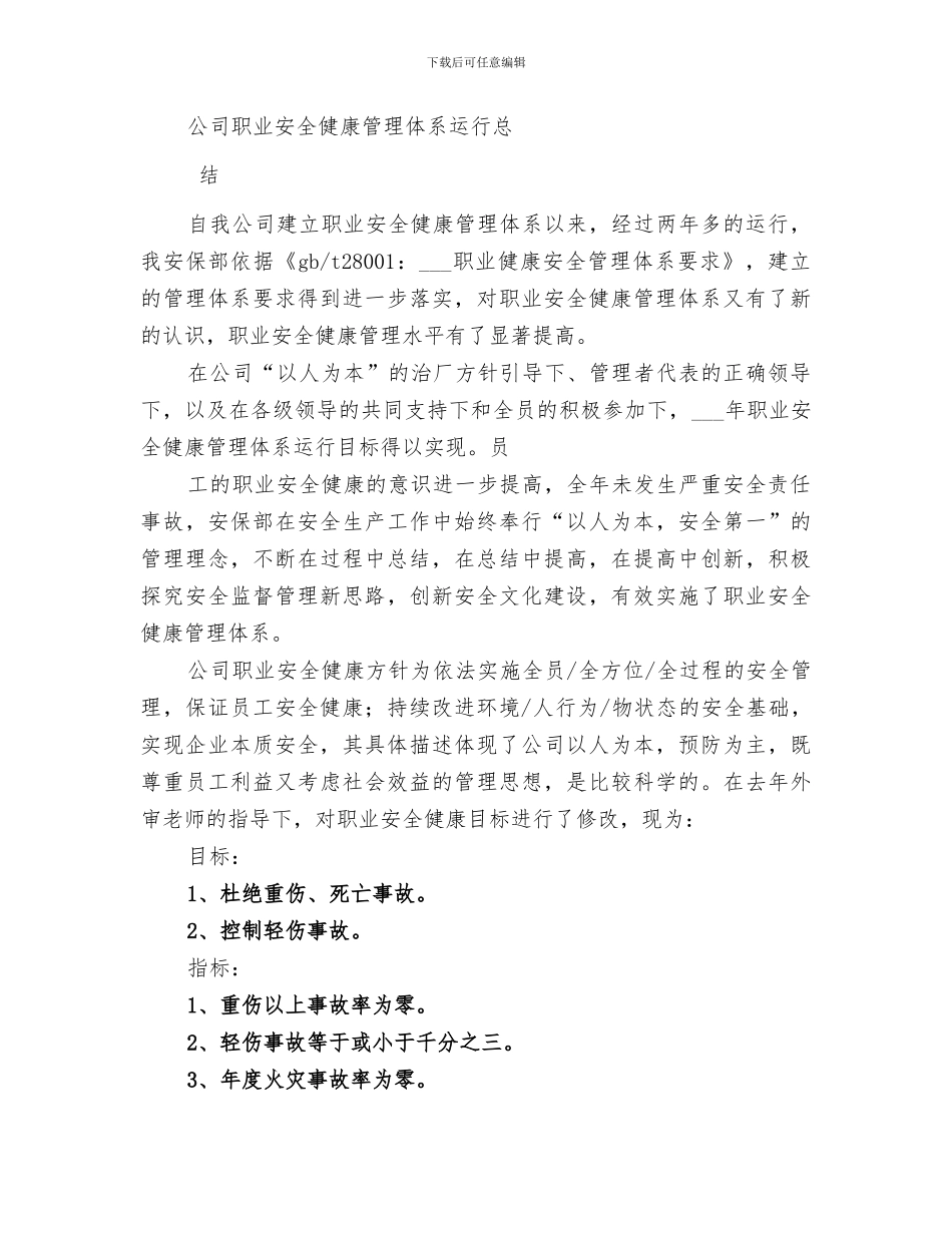 2024年职业健康安全管理体系运行总结范文_第3页