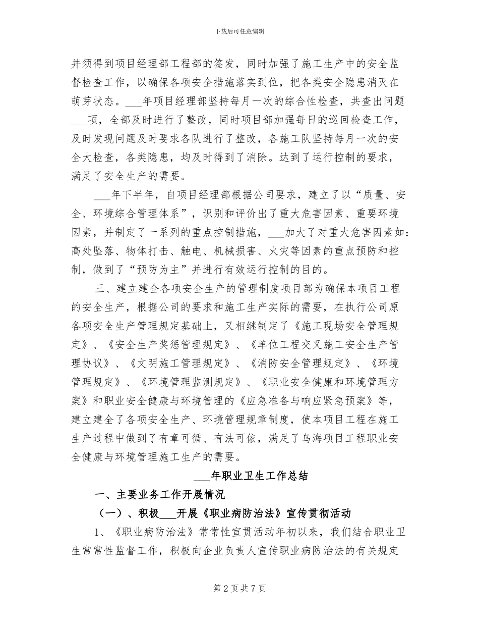 2024年职业健康工作总结_第2页