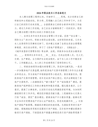 2024年职业技术工作总结范文