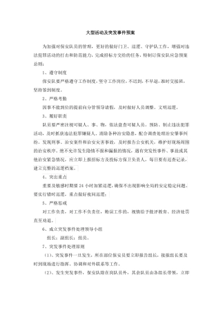 大型活动及突发事件预案