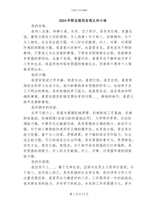 2024年职业规划自我认知小结