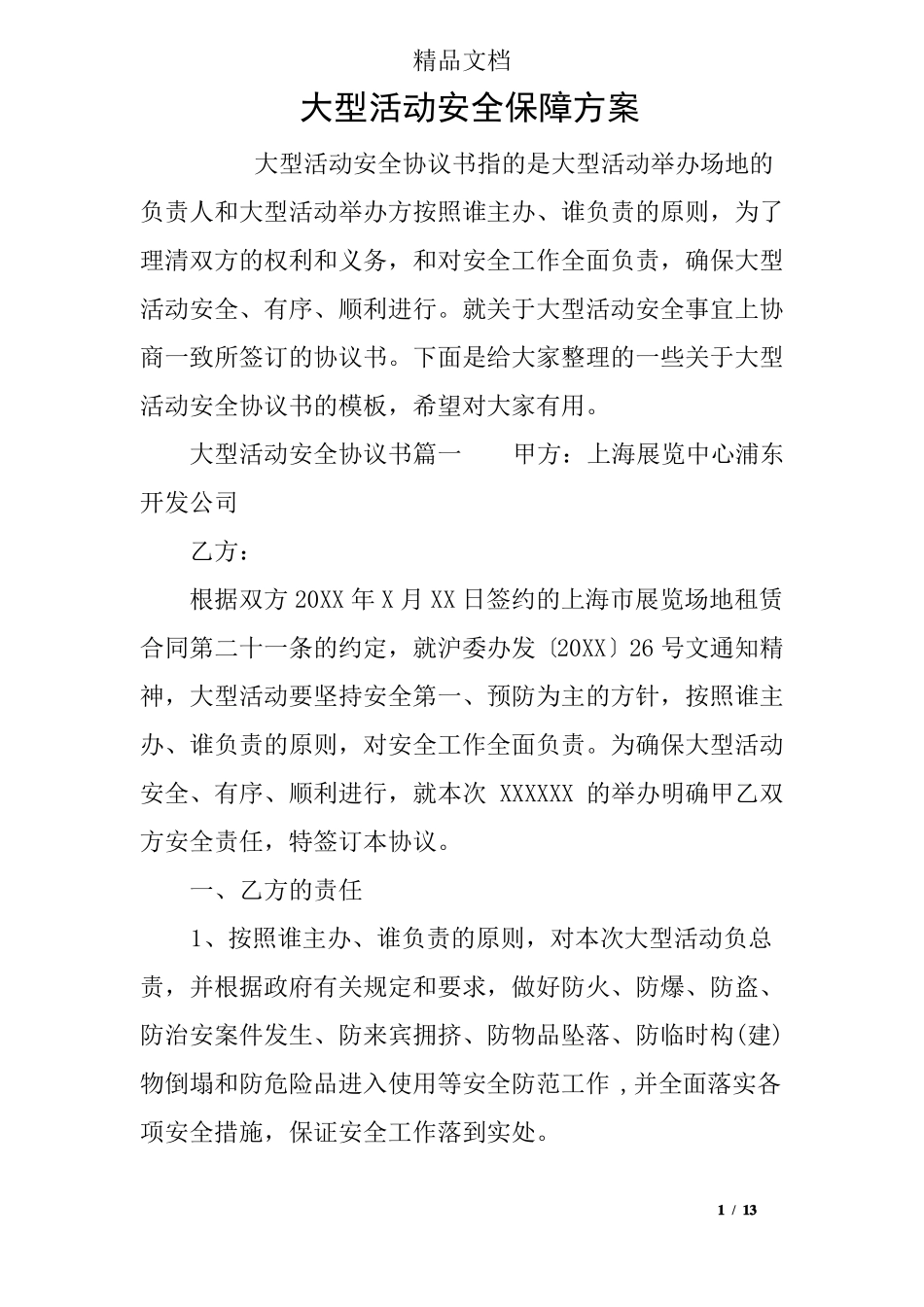 大型活动安全保障方案_第1页