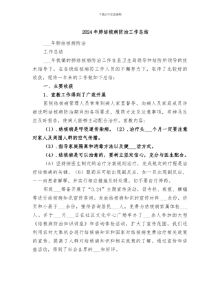 2024年肺结核病防治工作总结