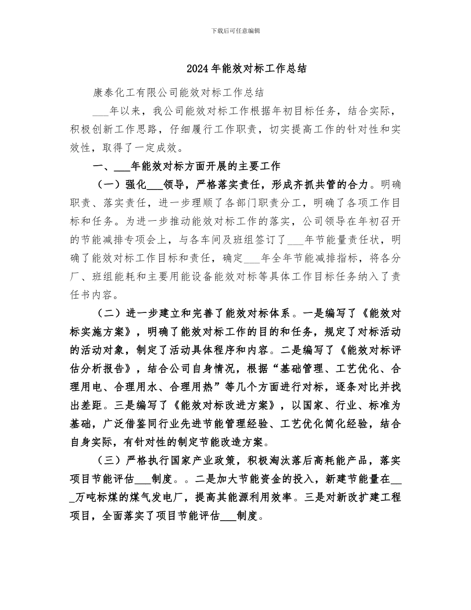 2024年能效对标工作总结_第1页