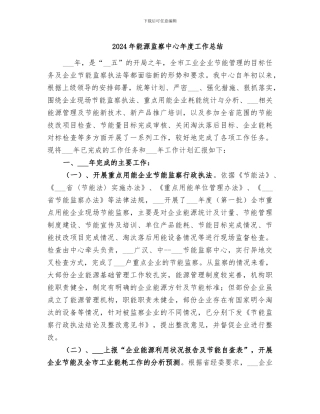 2024年能源监察中心年度工作总结