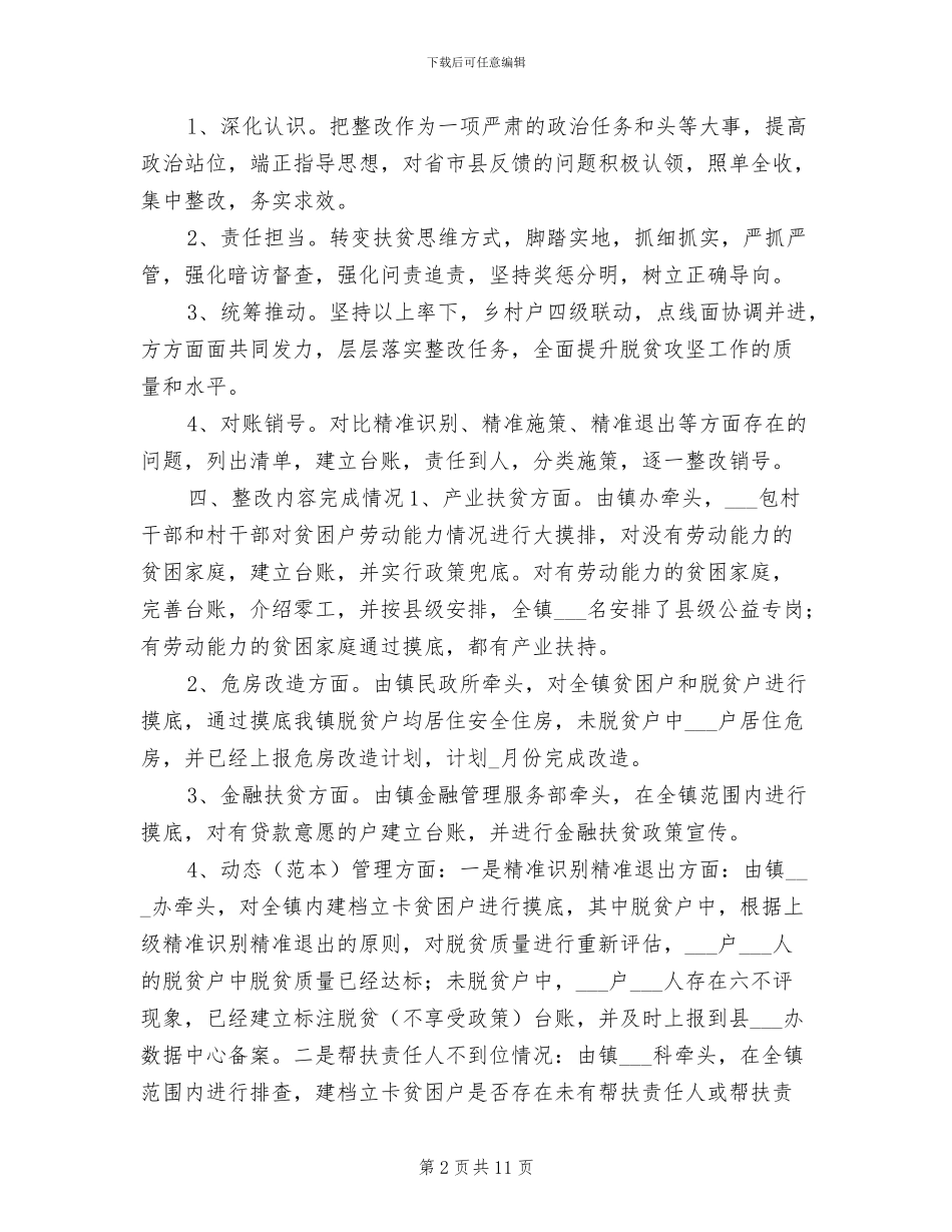 2024年脱贫攻坚责任落实不够专项整治工作总结_第2页