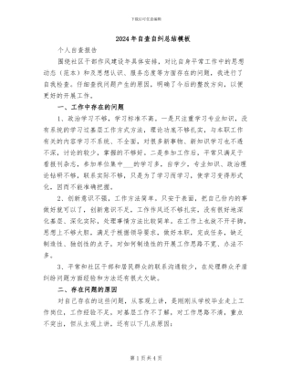 2024年自查自纠总结模板