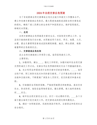 2024年自然灾害应急预案