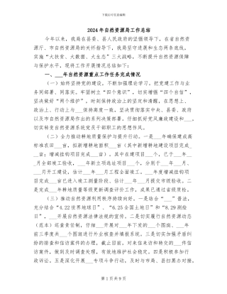 2024年自然资源局工作总结