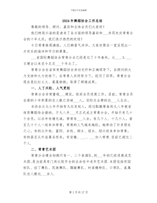 2024年舞蹈协会工作总结