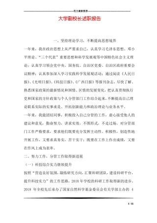 大学副校长述职报告