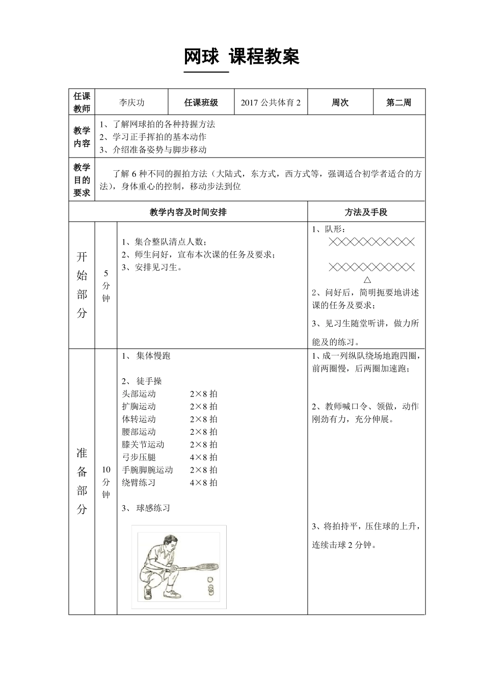 大学公共体育网球课程教案体育36学时_第1页