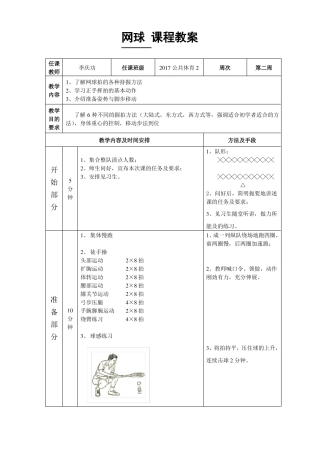 大学公共体育网球课程教案体育36学时