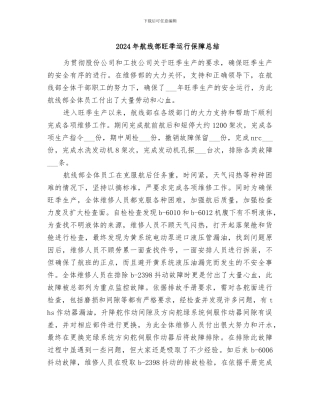 2024年航线部旺季运行保障总结