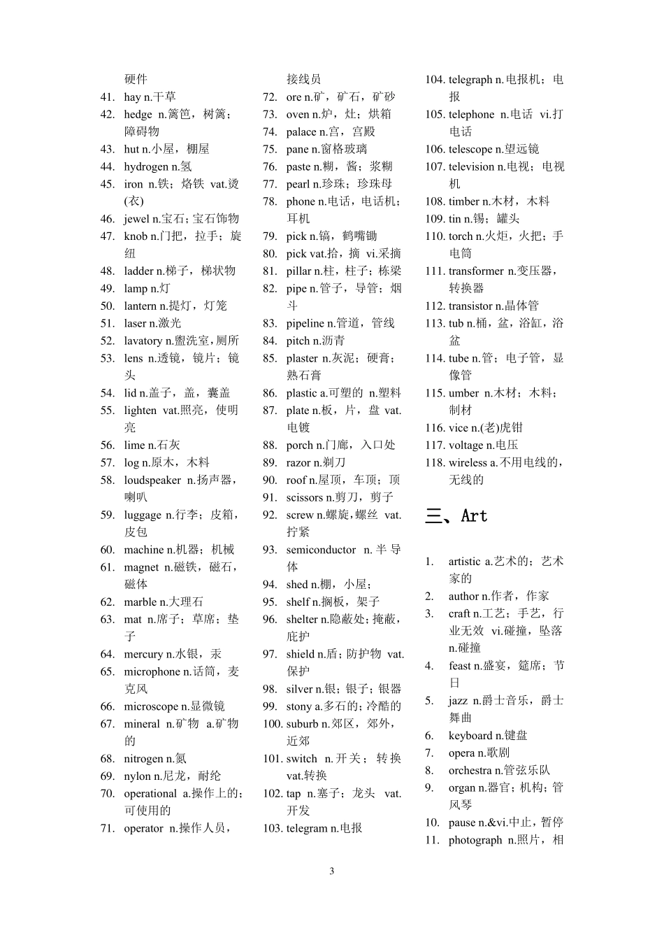 大学四级英语词汇分类记忆汇总_第3页