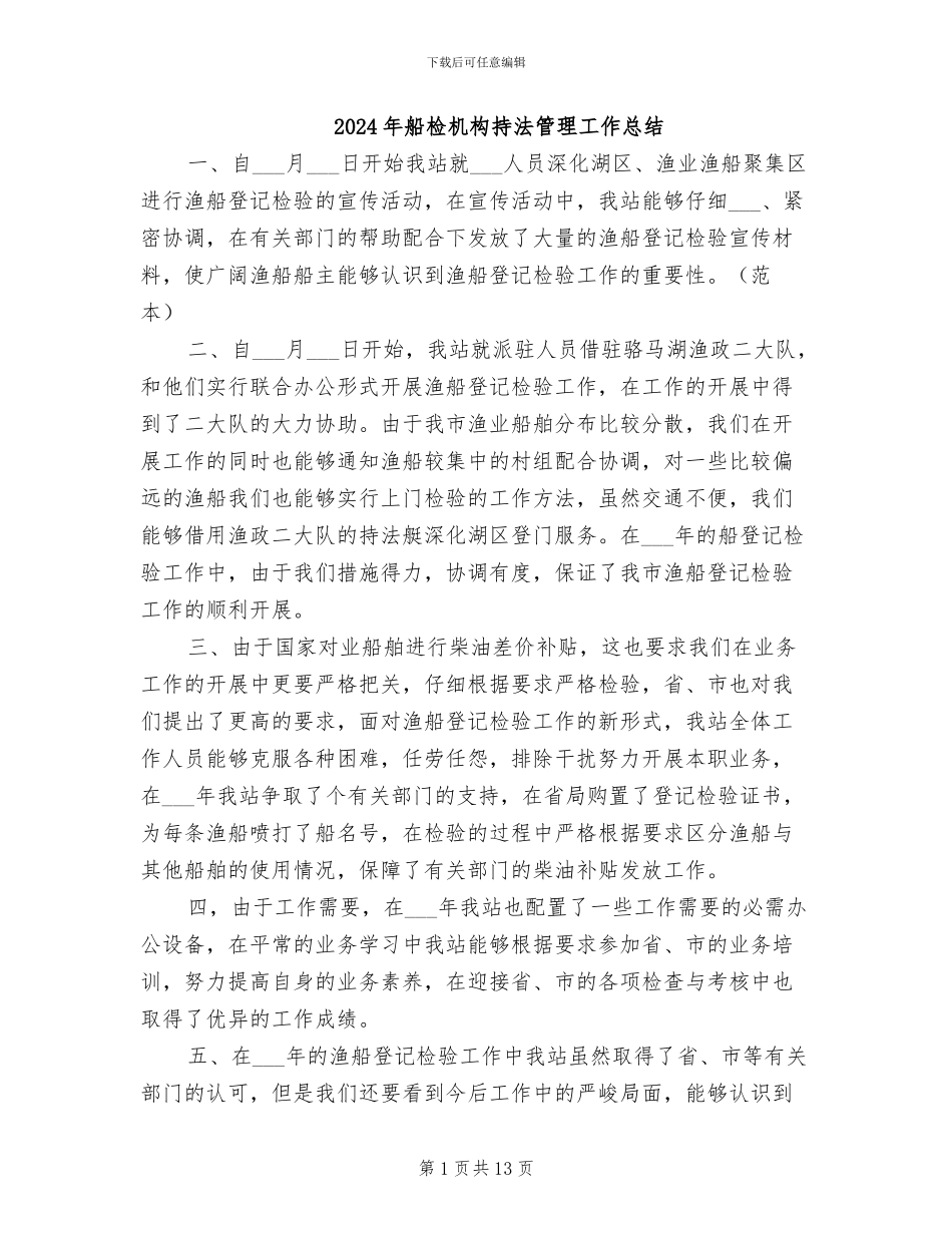 2024年船检机构持法管理工作总结_第1页
