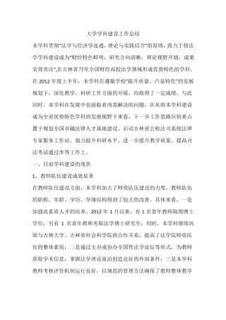 大学学科建设工作总结