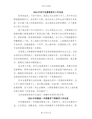 2024年苏宁电器销售员工作总结