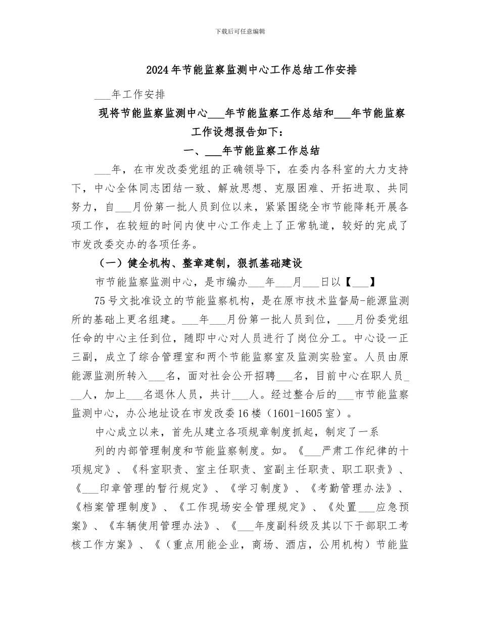 2024年节能监察监测中心工作总结工作安排_第1页