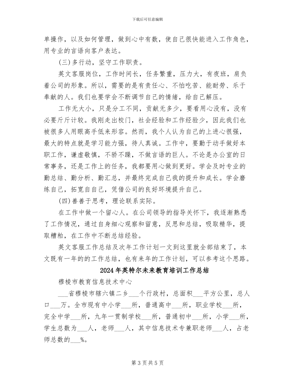 2024年英文客服工作总结及次年工作计划_第3页