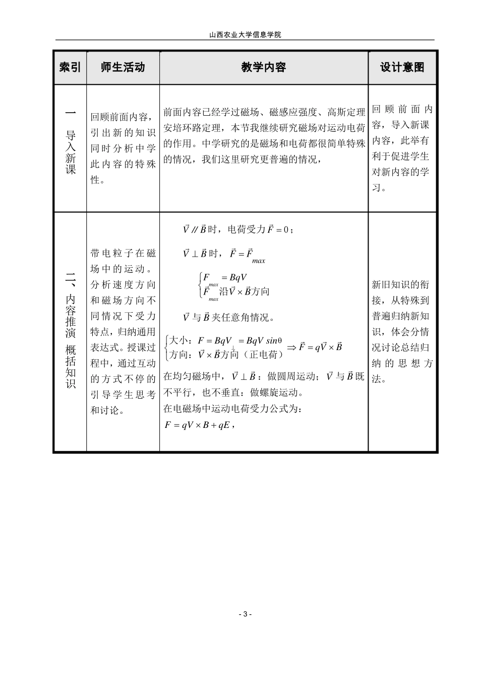 大学物理教学设计：磁场对电荷作用_第3页
