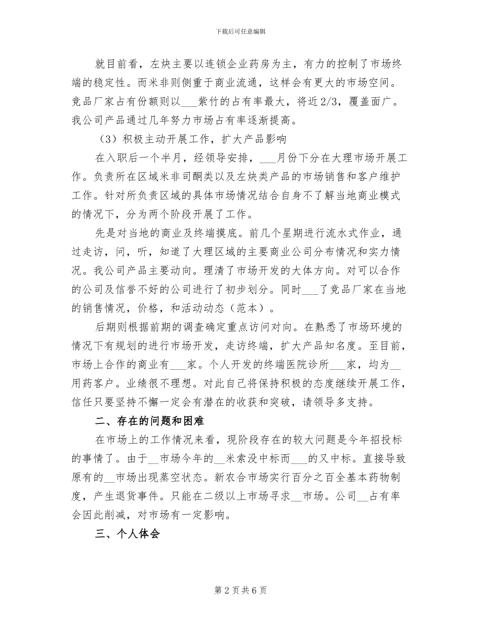 2024年药企试用期工作总结_第2页