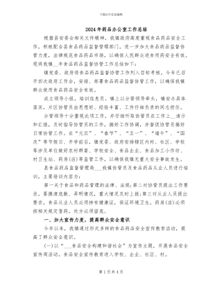 2024年药品办公室工作总结