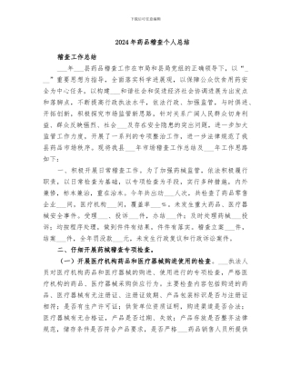 2024年药品稽查个人总结
