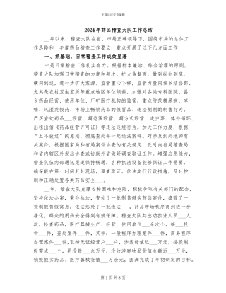 2024年药品稽查大队工作总结