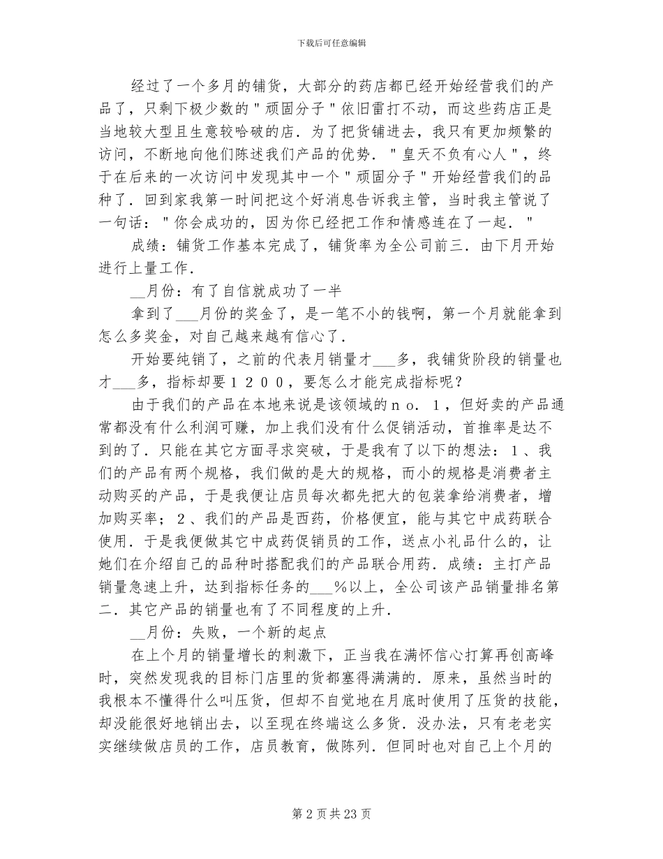 2024年药品行业销售工作总结_第2页