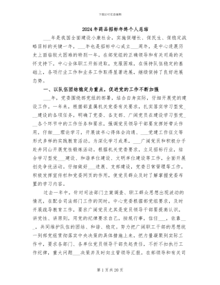 2024年药品招标年终个人总结