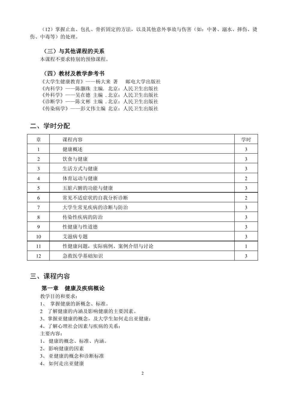 大学生健康教育教学大纲_第2页