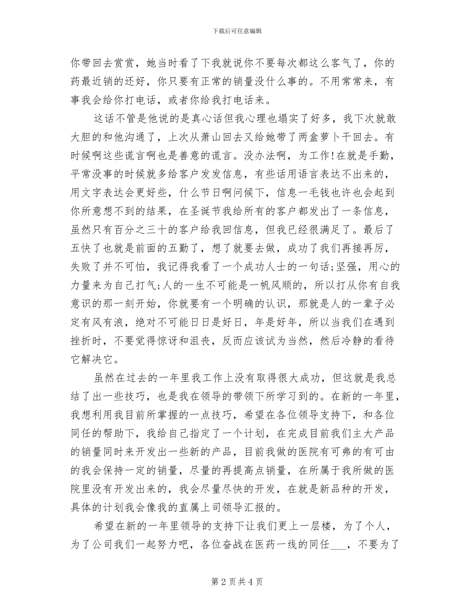 2024年药品销售员年度工作总结_第2页