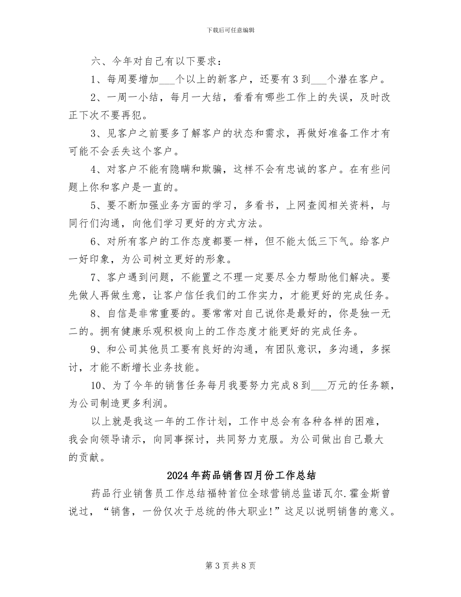 2024年药品销售员月工作总结_第3页