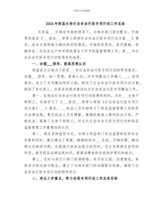 2024年药监分局打击非法行医专项行动工作总结